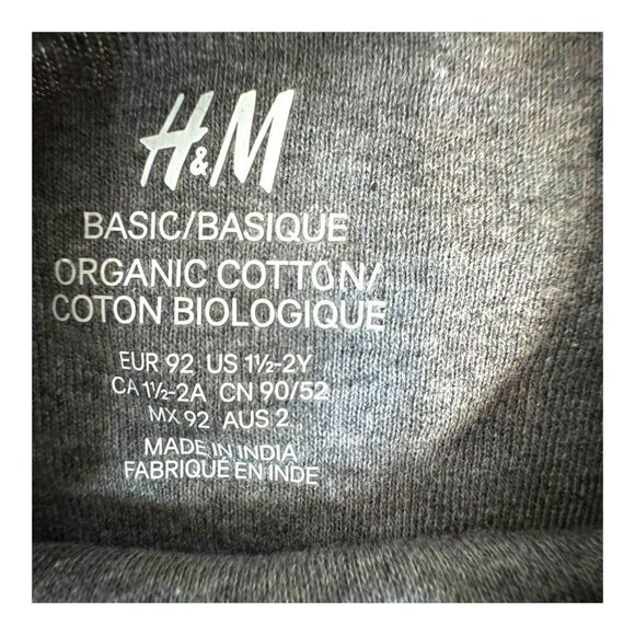 H&M Baby Long Sleeve Bodysuit 2-Pack Organic Cotton 18-24m Gray & White Striped - Picture 3 of 5